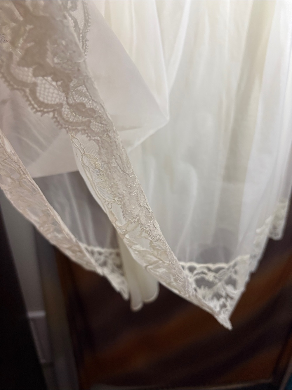 Vintage 60’s 2 piece pinafore Cream Lace-Trim Nightgown Soft Sheer. DD - Picture 11 of 11